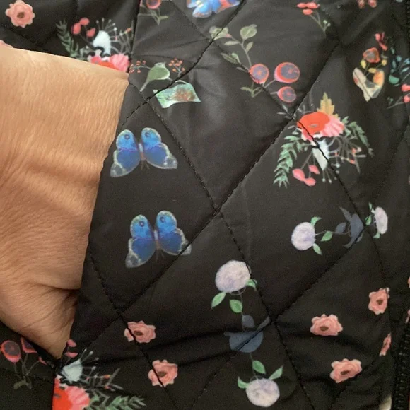 NWT DREW Rebecca Butterfly Print Zip Front Hooded Jacket 🖤🦋🖤